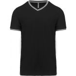 T-shirt maille piquée col V homme Black / Light Grey / White - S