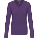 T-SHIRT COL V MANCHES LONGUES FEMME Purple - S