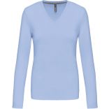 T-SHIRT COL V MANCHES LONGUES FEMME Sky Blue - S