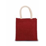 Sac style cabas en toile de jute - petit modèle Cherry Red / Gold