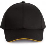 Casquette sandwich contrasté 6 panneaux Oeko-Tex Black / Yellow