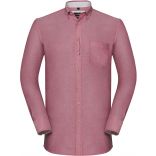 CHEMISE OXFORD LAVÉE MANCHES LONGUES Oxford Red / Cream - S