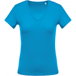 T-shirt femme col V manches courtes K390 - Tropical Blue