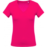 T-shirt femme col V manches courtes K390 - Fuchsia