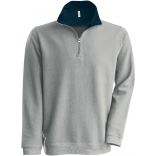 Sweat-shirt piqué col zippé Trucker K206 - Grey Heather / Navy