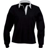 Polo femme rugby uni col blanc K218 - Black