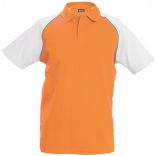 Polo enfant baseball K231 - Orange / White