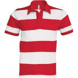 Polo rugby rayé manches courtes K237 - Red / White