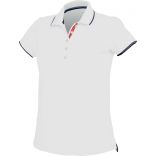 Polo femme maille piquée manches courtes K252 - White / Navy / White