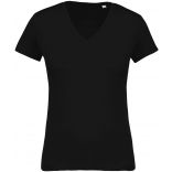 T-shirt femme coton bio col V K396 - Black