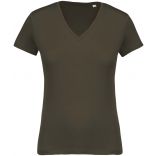 T-shirt femme coton bio col V K396 - Mossy Green