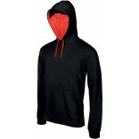 Sweat-shirt homme à capuche contrastée K446 - Black / Red