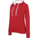 Sweatshirt femme capuche contrastée K465 - Red / White