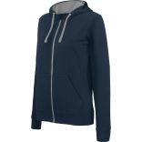 Sweat-shirt femme zippé capuche contrastée K467 - Navy / Fine Grey