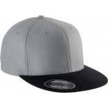 Casquette Flexit® coton brossé 6 panneaux visière plate KP903 - Light Grey / Black