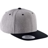 Casquette 6 panneaux visière plate KP910 - Heather Grey / Black