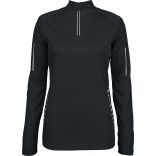 T-shirt femme manches longues sport 1/4 zip PA326 - Black