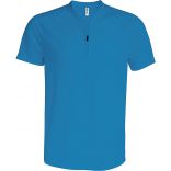 T-shirt 1/4 zip manches courtes unisexe PA486 - Aqua Blue