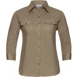 Chemise manches 3/4 femme twill roll RU918F  - Khaki Beige