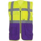 Gilet multifonction haute visibilité HVW801 - Hi Vis Yellow / Purple