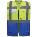 Gilet multifonction haute visibilité HVW801 - Hi Vis Yellow / Royal Blue de face