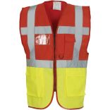 Gilet multifonction haute visibilité HVW801 - Red / Hi Vis Yellow